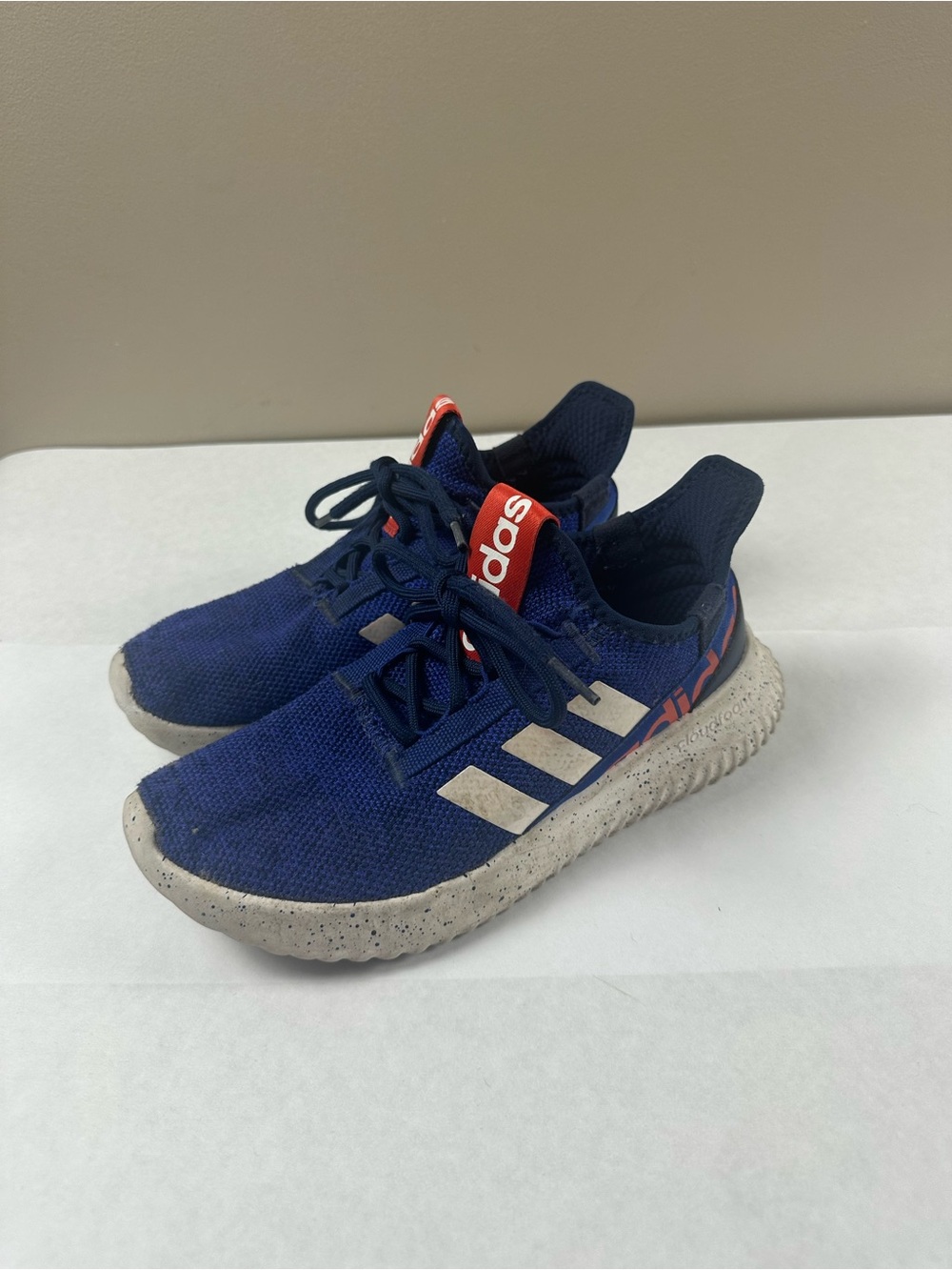 adidas Kids Navy Blue Sneakers with Red Tongue Accent